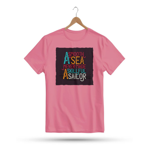 Men's Printed Round Neck Half Sleeve T- Shirt-A Smooth Sea Never Made