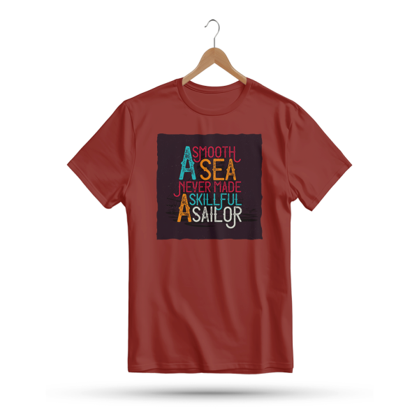 Men's Printed Round Neck Half Sleeve T- Shirt-A Smooth Sea Never Made