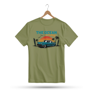 Men's Printed Round Neck Half Sleeve T- Shirt-Beach Summer Car