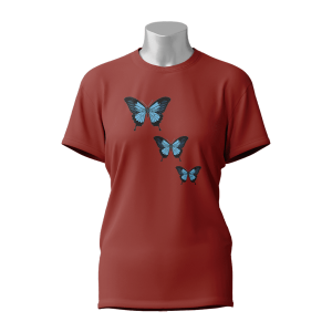 Female Printed Round Neck Half Sleeve T-Shirt-Butterfly