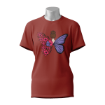 Female Printed Round Neck Half Sleeve T-Shirt-Butterfly Flower Girl