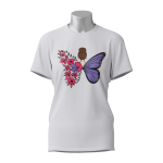 Female Printed Round Neck Half Sleeve T-Shirt-Butterfly Flower Girl