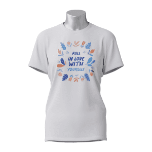 Female Printed Round Neck Half Sleeve T-Shirt-Fall in love with yourself