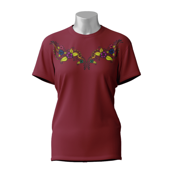 Female Printed Round Neck Half Sleeve T-Shirt-Flower