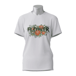 Female Printed Round Neck Half Sleeve T-Shirt-Flower