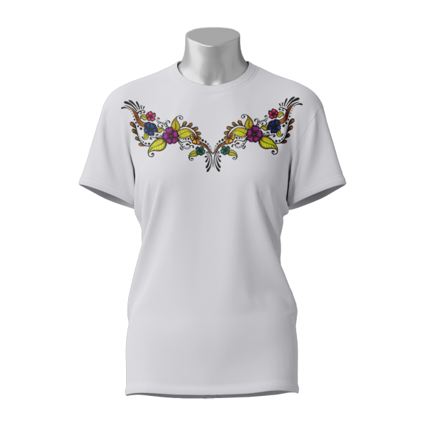 Female Printed Round Neck Half Sleeve T-Shirt-Flower