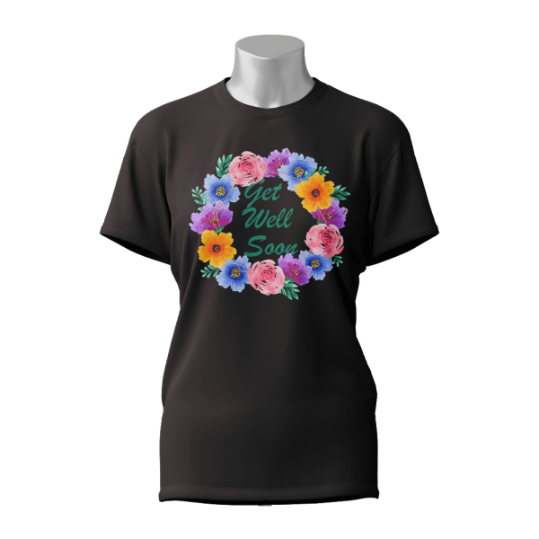 Female Printed Round Neck Half Sleeve T-Shirt-Get well soon