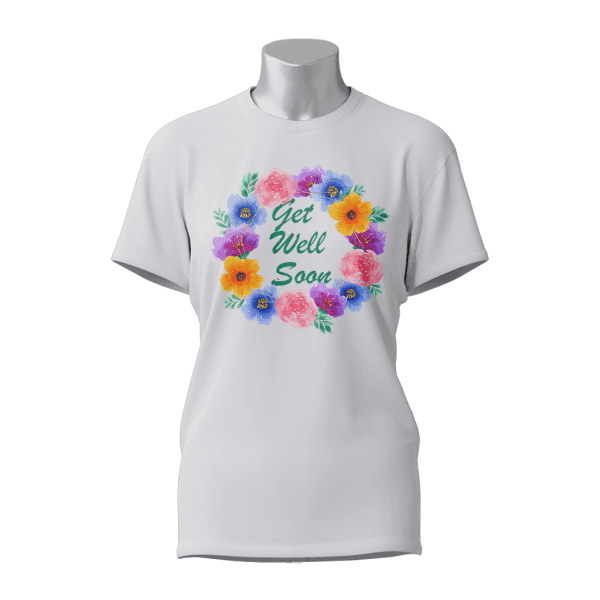 Female Printed Round Neck Half Sleeve T-Shirt-Get well soon