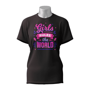 Female Printed Round Neck Half Sleeve T-Shirt-Girls rules the world