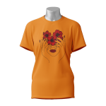 Female Printed Round Neck Half Sleeve T-Shirt-Hibiscus Flower