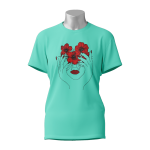 Female Printed Round Neck Half Sleeve T-Shirt-Hibiscus Flower