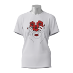 Female Printed Round Neck Half Sleeve T-Shirt-Hibiscus Flower