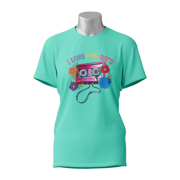 Female Printed Round Neck Half Sleeve T-Shirt-I Love The 80's