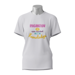 Female Printed Round Neck Half Sleeve T-Shirt-Imagination Is More Important Then Knowledge