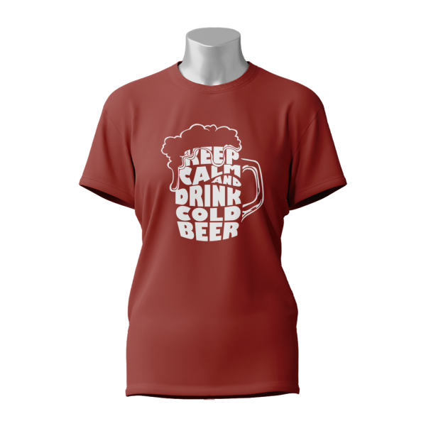 Female Printed Round Neck Half Sleeve T-Shirt -Keep Calm And Drink Cold Deer