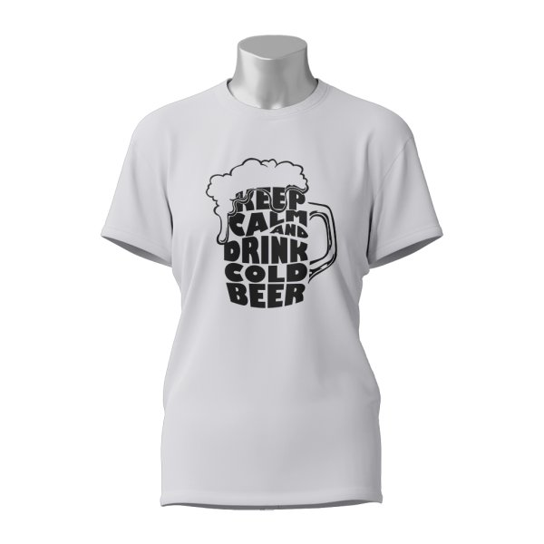 Female Printed Round Neck Half Sleeve T-Shirt -Keep Calm And Drink Cold Deer