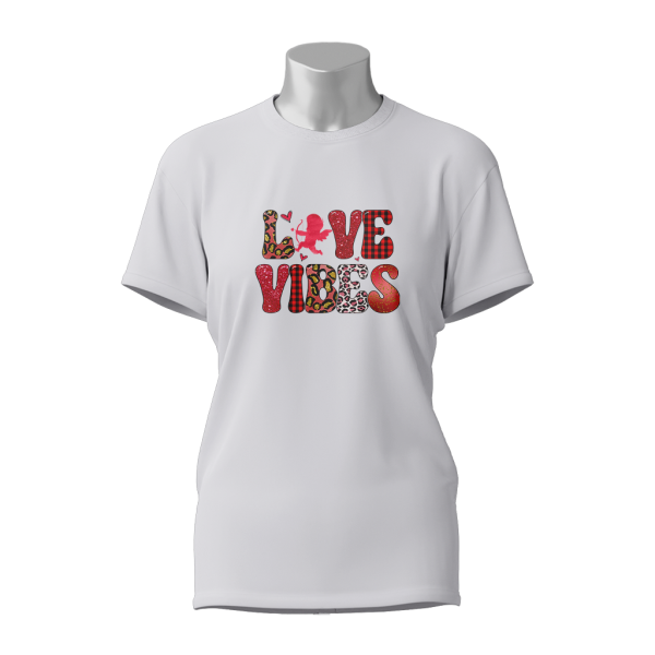 Female Printed Round Neck Half Sleeve T- Shirt-Love Vibes