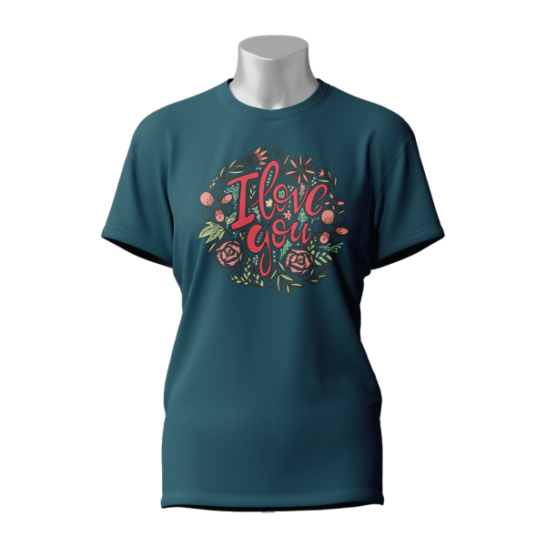 Female Printed Round Neck Half Sleeve T- Shirt -Love You