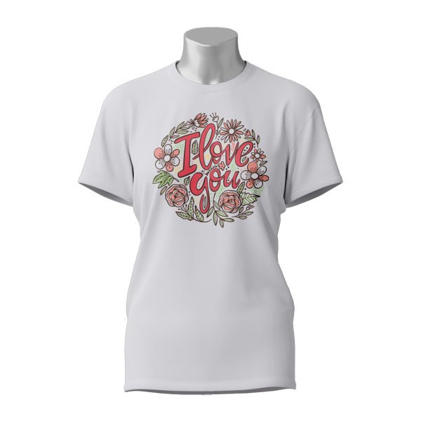 Female Printed Round Neck Half Sleeve T- Shirt -Love You