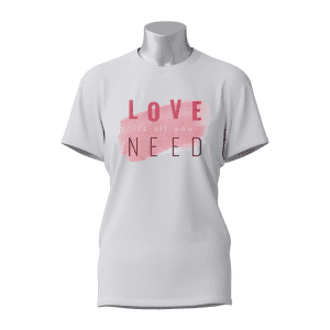 Female Printed Round Neck Half Sleeve T-Shirt-Love is all you need