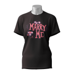 Female Printed Round Neck Half Sleeve T-Shirt-Marry me