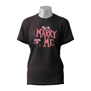 Female Printed Round Neck Half Sleeve T-Shirt-Marry me