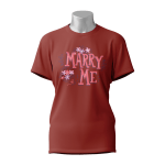 Female Printed Round Neck Half Sleeve T-Shirt-Marry me