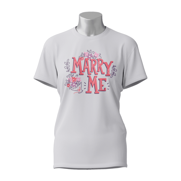 Female Printed Round Neck Half Sleeve T-Shirt-Marry me