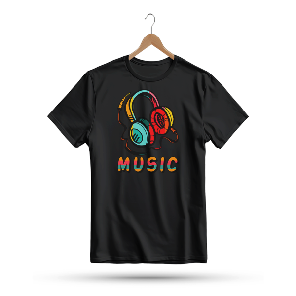 Men's Printed Round Neck Half Sleeve T- Shirt-Music