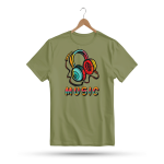 Men's Printed Round Neck Half Sleeve T- Shirt-Music