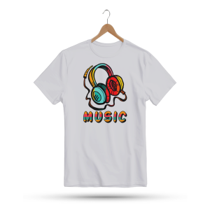 Men's Printed Round Neck Half Sleeve T- Shirt-Music