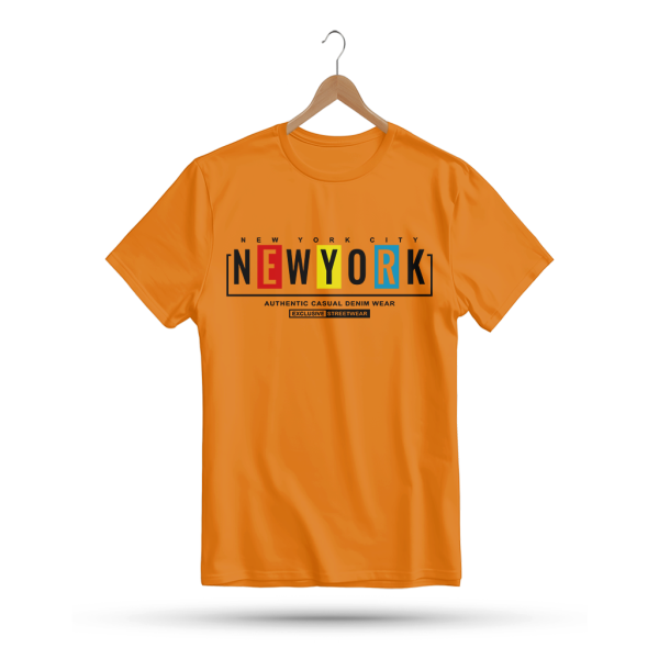 Men's Printed Round Neck Half Sleeve T- Shirt-New York City