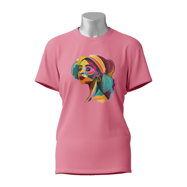 Female Printed Round Neck Half Sleeve T- Shirt -Rainbow Girl