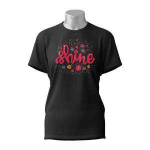 Female Printed Round Neck Half Sleeve T-Shirt-Shine