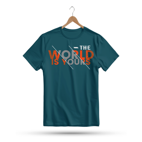 Men's Printed Round Neck Half Sleeve T- Shirt-The World Is Your