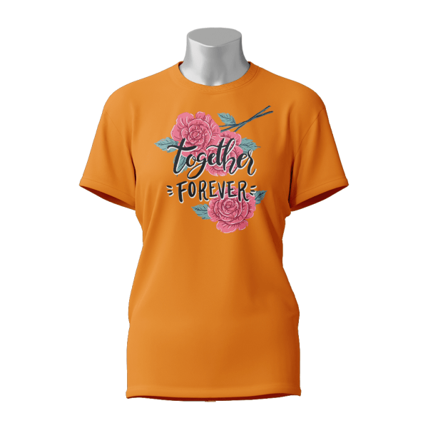 Female Printed Round Neck Half Sleeve T-Shirt-Together Forever