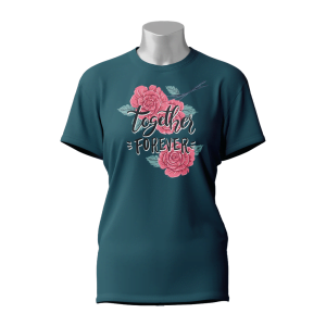 Female Printed Round Neck Half Sleeve T-Shirt-Together Forever