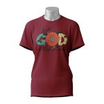 Female Printed Round Neck Half Sleeve T- Shirt-With God All Thinks Are Possible