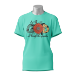 Female Printed Round Neck Half Sleeve T- Shirt-With God All Thinks Are Possible