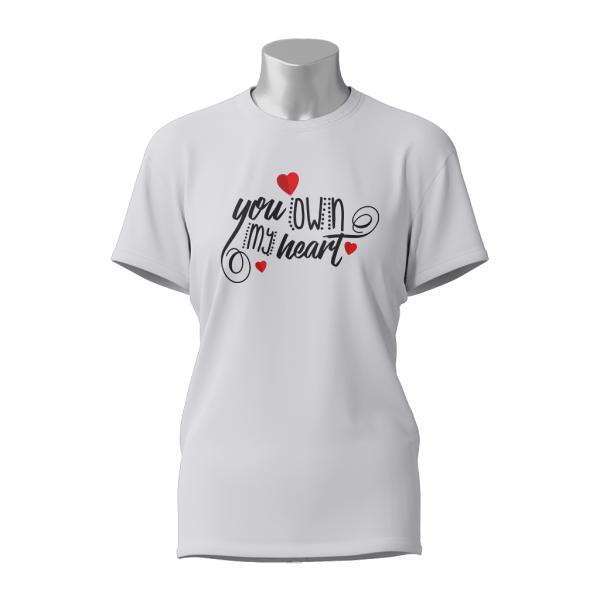 Female Printed Round Neck Half Sleeve T-Shirt-You own my heart