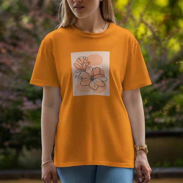 Two Flowers - Half Sleeve T-Shirt For Women