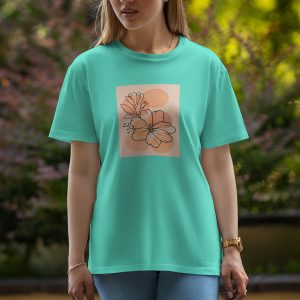 Two Flowers - Half Sleeve T-Shirt For Women