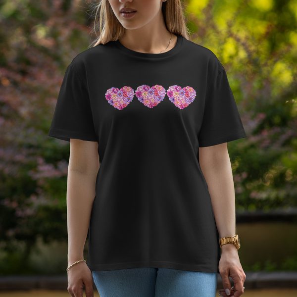 Three Love - Half Sleeve T-Shirt For Women