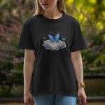 Book With Butterfly - Half Sleeve T-Shirt For Women