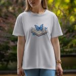 Book With Butterfly - Half Sleeve T-Shirt For Women