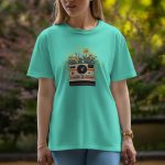 Camera with flowers - Half Sleeve T-Shirt For Women