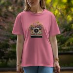 Camera with flowers - Half Sleeve T-Shirt For Women