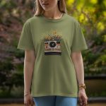 Camera with flowers - Half Sleeve T-Shirt For Women