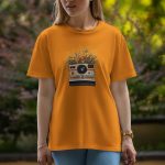 Camera with flowers - Half Sleeve T-Shirt For Women