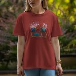 Cycle With Flowers - Half Sleeve T-Shirt For Women